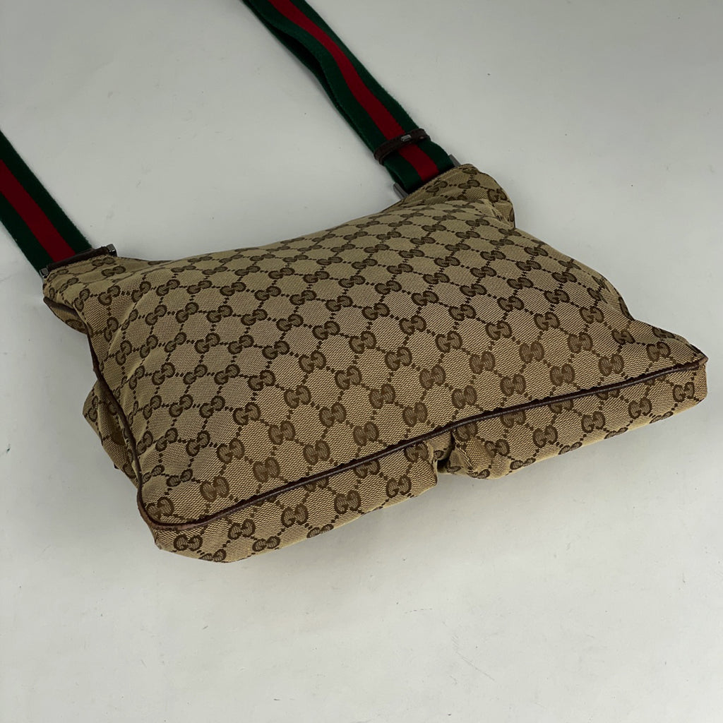 グッチ GG柄 ショルダーバッグ 斜め掛け シェリーライン ウェブ ショルダーバッグ GGキャンバス ブラウン 169937 レディース 【中古】brbag