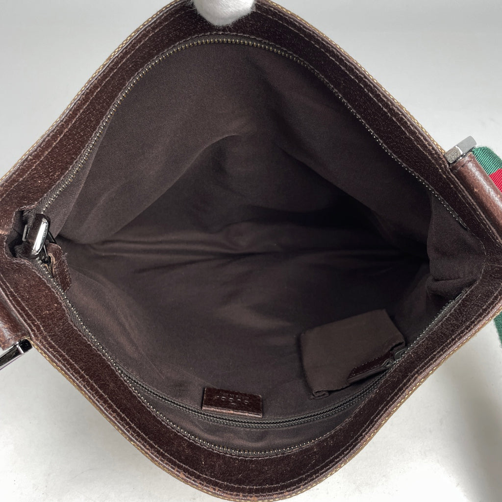 グッチ GG柄 ショルダーバッグ 斜め掛け シェリーライン ウェブ ショルダーバッグ GGキャンバス ブラウン 169937 レディース 【中古】brbag