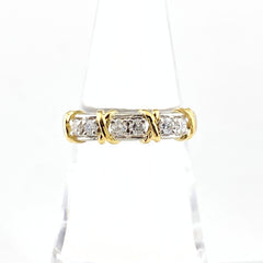 メレダイヤ デザインリング プラチナ YG イエローゴールド 指輪 リング 12号 Pt900 K18 ダイヤモンド レディース 【中古】nbjwl