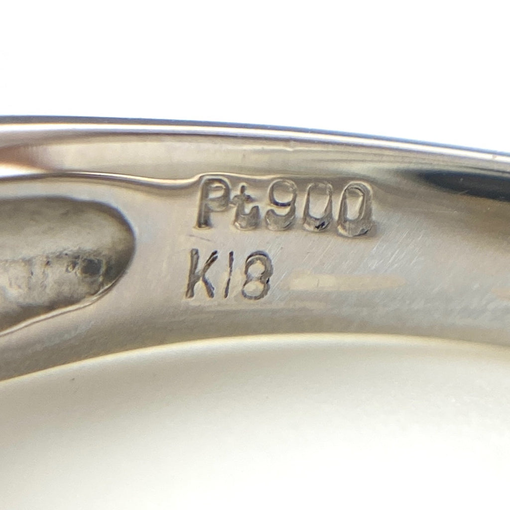 メレダイヤ デザインリング プラチナ YG イエローゴールド 指輪 リング 12号 Pt900 K18 ダイヤモンド レディース 【中古】nbjwl