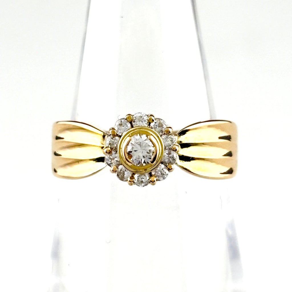 メレダイヤ デザインリング YG イエローゴールド 指輪 リング 13.5号 K18 ダイヤモンド レディース 【中古】nbjwl