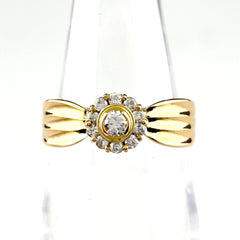 メレダイヤ デザインリング YG イエローゴールド 指輪 リング 13.5号 K18 ダイヤモンド レディース 【中古】nbjwl