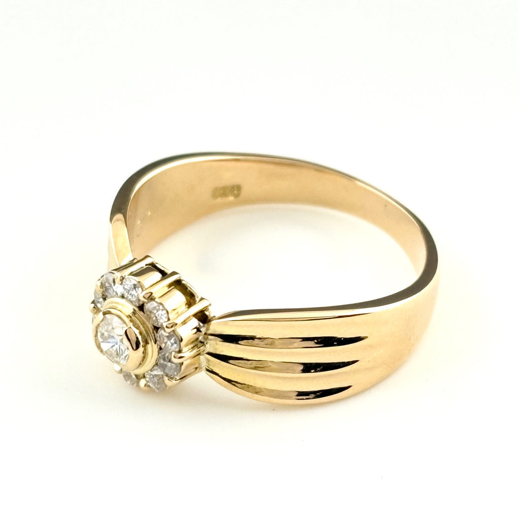 メレダイヤ デザインリング YG イエローゴールド 指輪 リング 13.5号 K18 ダイヤモンド レディース 【中古】nbjwl