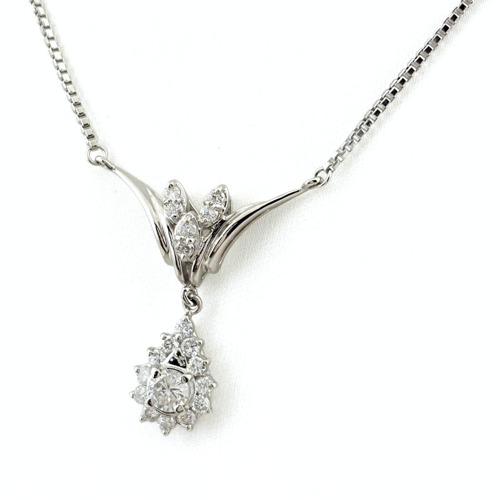 ダイヤモンド デザインネックレス プラチナ ペンダント メレダイヤ ネックレス Pt850 ダイヤモンド レディース 【中古】nbjwl