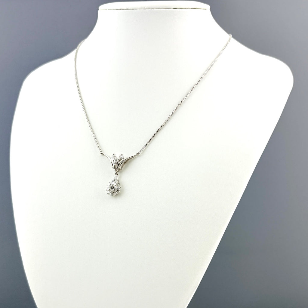 ダイヤモンド デザインネックレス プラチナ ペンダント メレダイヤ ネックレス Pt850 ダイヤモンド レディース 【中古】nbjwl