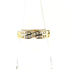 メレダイヤ デザインリング YG イエローゴールド 指輪 リング 11号 K18 ダイヤモンド レディース ノンブランドジュエリー 【中古】nbjwl