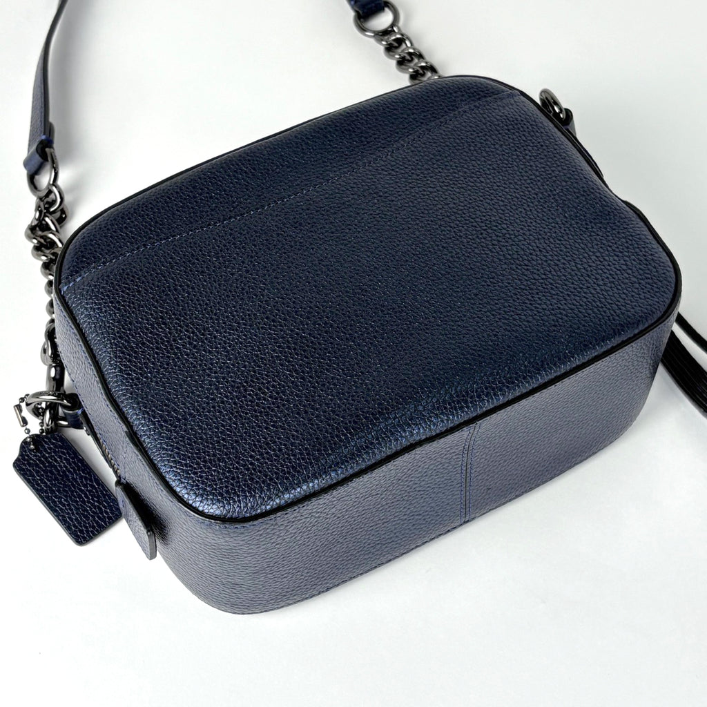 コーチ ロゴ ショルダーバッグ フリンジ タッセル ショルダーバッグ レザー ネイビー 31038 レディース 【中古】brbag