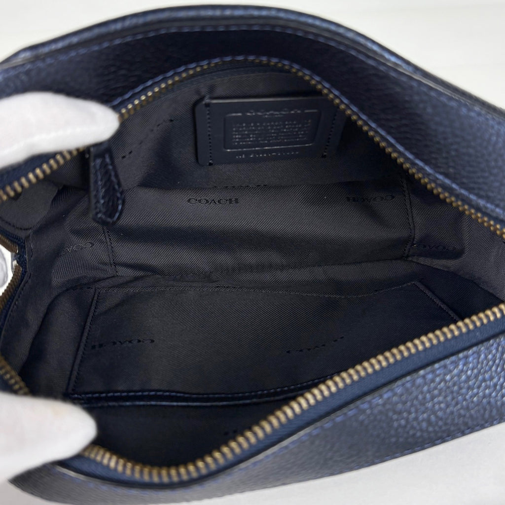 コーチ ロゴ ショルダーバッグ フリンジ タッセル ショルダーバッグ レザー ネイビー 31038 レディース 【中古】brbag