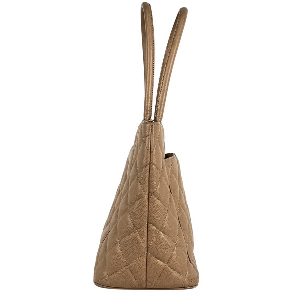 シャネル 復刻トート ハンドバッグ ココマーク トートバッグ キャビアスキン ベージュ A01804 レディース 【中古】brbag