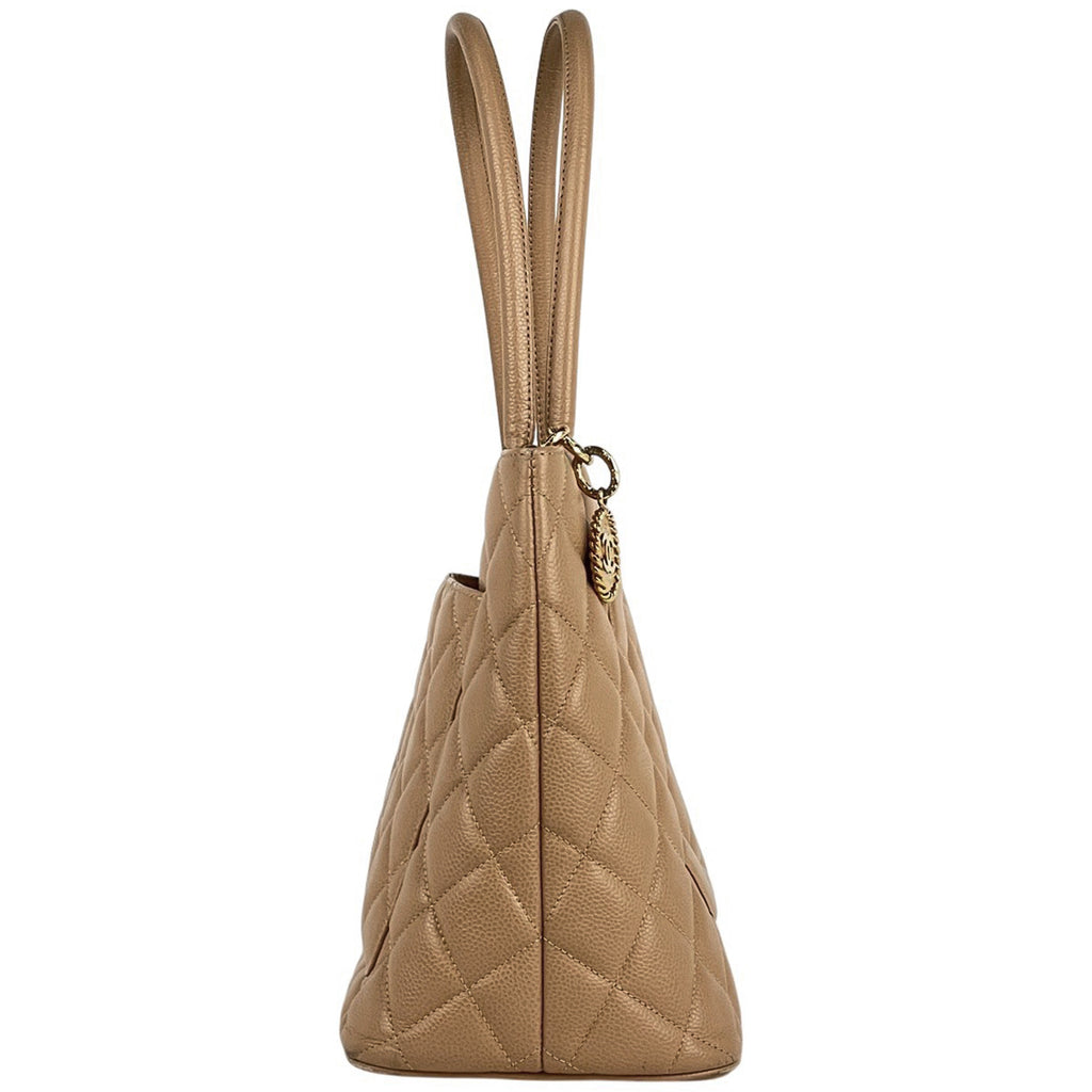 シャネル 復刻トート ハンドバッグ ココマーク トートバッグ キャビアスキン ベージュ A01804 レディース 【中古】brbag