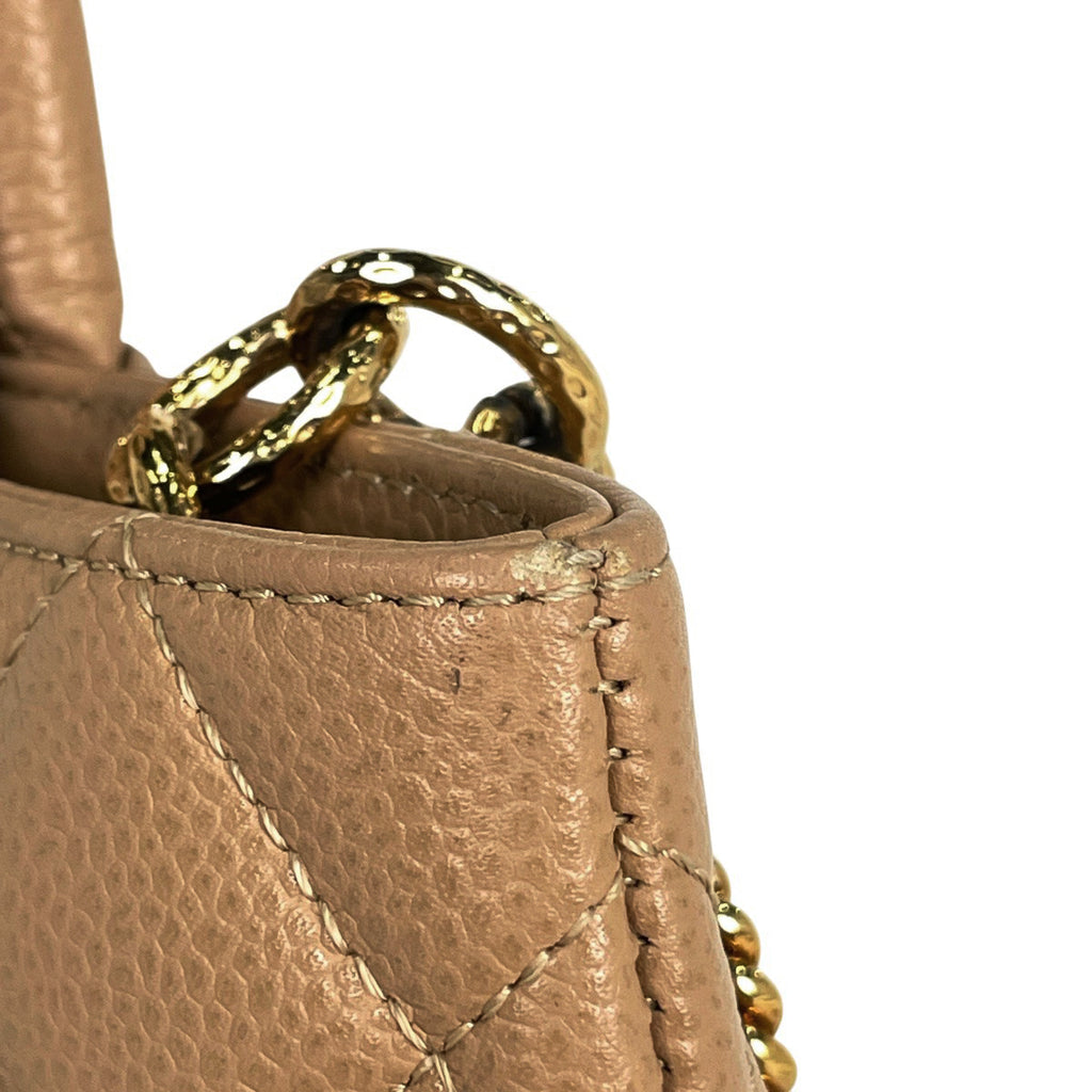 シャネル 復刻トート ハンドバッグ ココマーク トートバッグ キャビアスキン ベージュ A01804 レディース 【中古】brbag