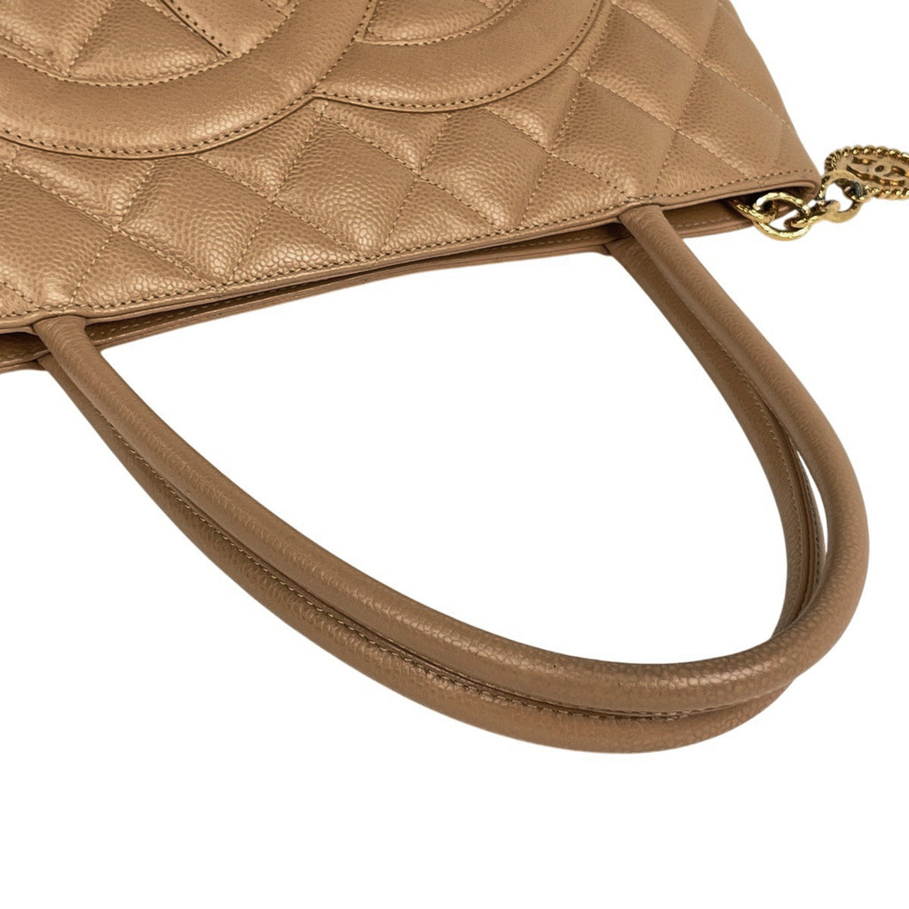 シャネル 復刻トート ハンドバッグ ココマーク トートバッグ キャビアスキン ベージュ A01804 レディース 【中古】brbag