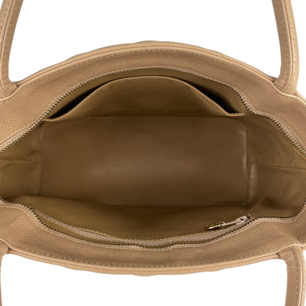 シャネル 復刻トート ハンドバッグ ココマーク トートバッグ キャビアスキン ベージュ A01804 レディース 【中古】brbag
