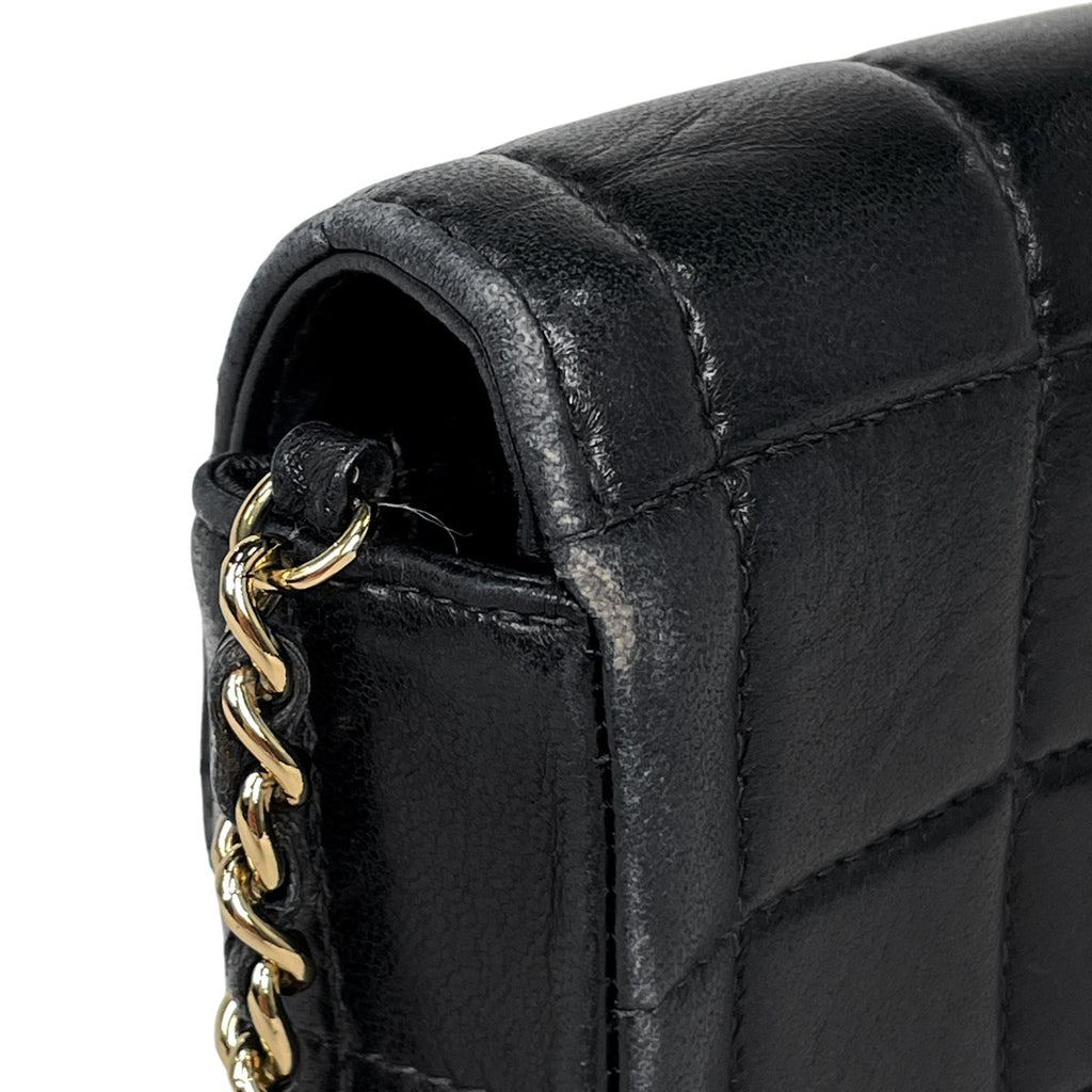 シャネル チョコバー チェーン ショルダーバッグ ココマーク ショルダーバッグ レザー ブラック レディース 【中古】brbag