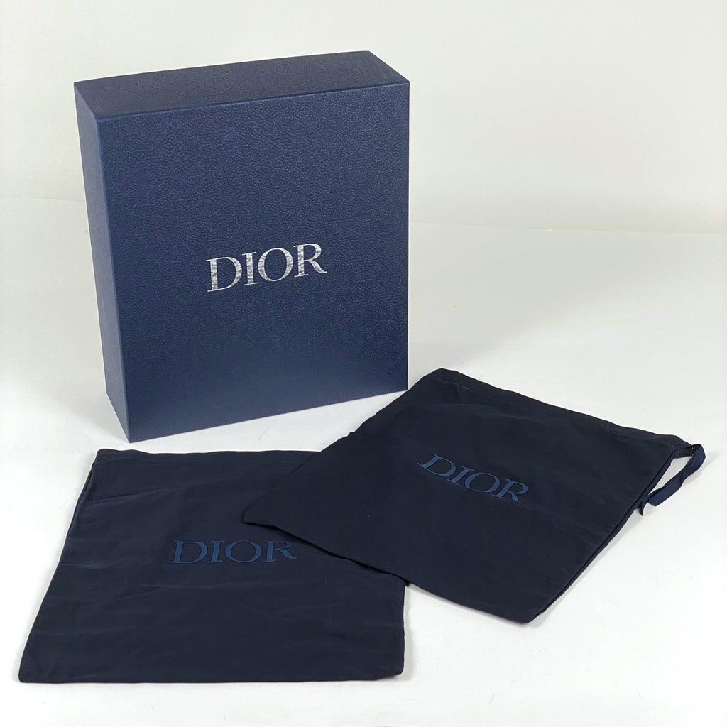 クリスチャンディオール トロッター柄 ショート ブーツ オブリーク 靴 ブーツ レザー キャンバス ブラック ネイビー メンズ 【中古】brapp