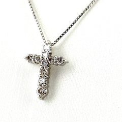 クロスモチーフ ネックレス プラチナ ペンダント 十字架 メレダイヤ ネックレス Pt900 Pt850 ダイヤモンド レディース ノンブランドジュエリー 【中古】nbjwl
