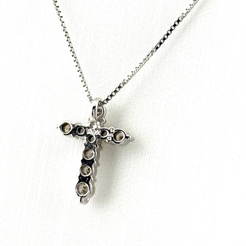 クロスモチーフ ネックレス プラチナ ペンダント 十字架 メレダイヤ ネックレス Pt900 Pt850 ダイヤモンド レディース ノンブランドジュエリー 【中古】nbjwl