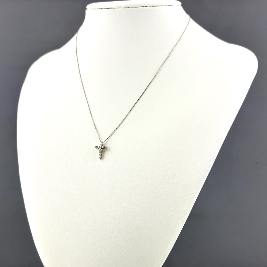 クロスモチーフ ネックレス プラチナ ペンダント 十字架 メレダイヤ ネックレス Pt900 Pt850 ダイヤモンド レディース ノンブランドジュエリー 【中古】nbjwl