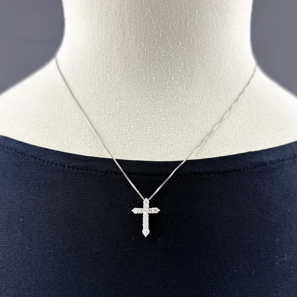 クロスモチーフ ネックレス プラチナ ペンダント 十字架 メレダイヤ ネックレス Pt900 Pt850 ダイヤモンド レディース ノンブランドジュエリー 【中古】nbjwl