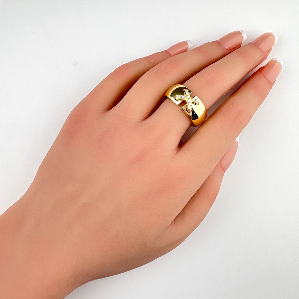 ショーメ リアンドゥショーメ リング YG イエローゴールド 指輪 リング 14号 750 ダイヤモンド レディース ブランドジュエリー 【中古】brjwl