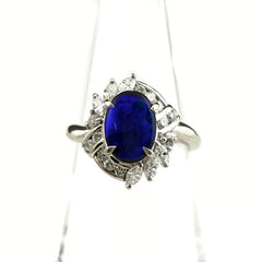 ブラックオパール デザインリング プラチナ 指輪 メレダイヤ リング 12.5号 Pt900 ブラックオパール ダイヤモンド レディース ノンブランドジュエリー 【中古】nbjwl