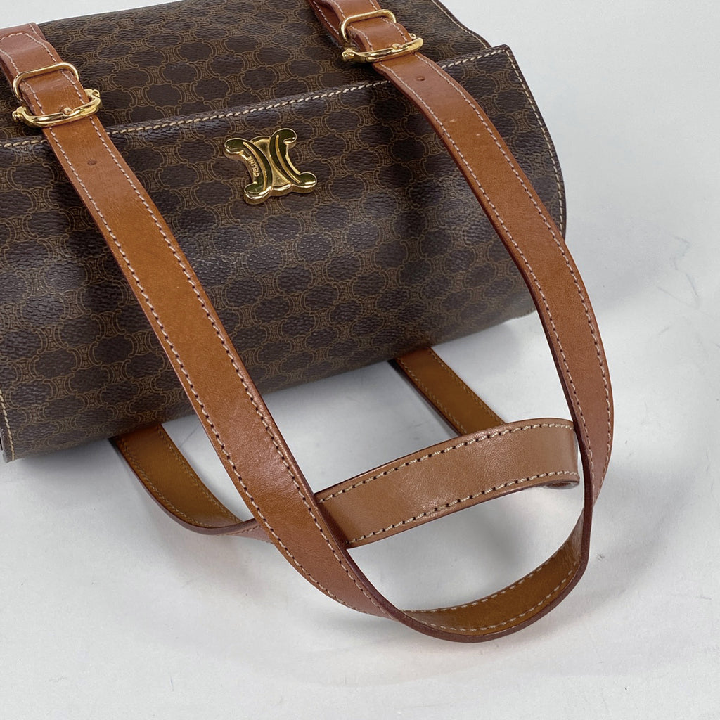 セリーヌ マカダム柄 ハンドバッグ コーティングキャンバス ブラウン レディース 【中古】brbag