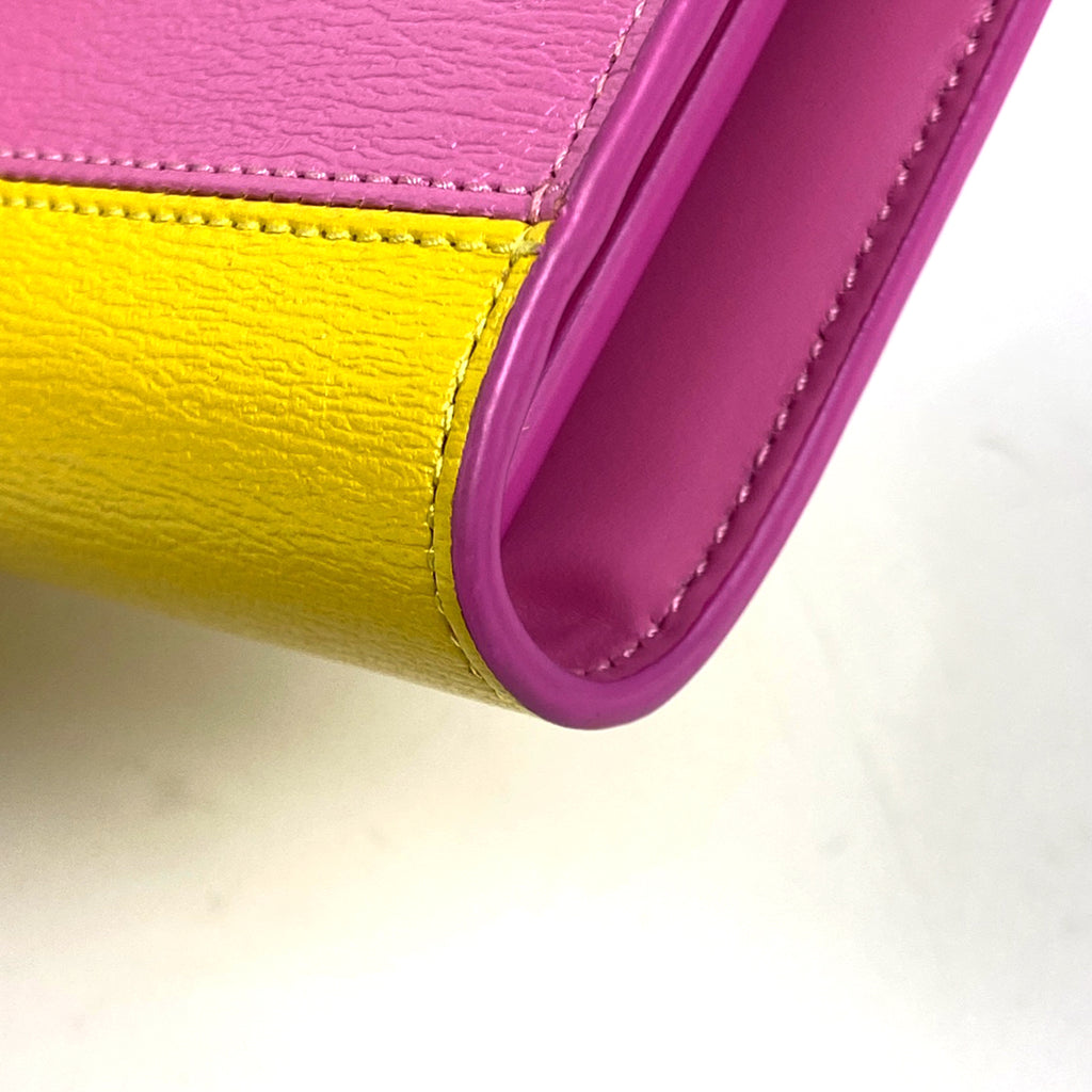 ブルガリ ロゴ 長財布 L字ファスナー ビーゼロワン バイカラー 長財布 レザー イエロー ピンク レディース 【中古】brbag