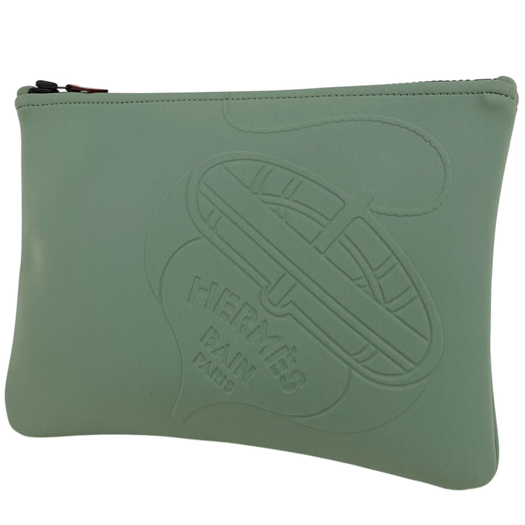 エルメス ネオバン タラサ MM クラッチバッグ 化粧ポーチ ナイロン グリーン レディース 【中古】brbag