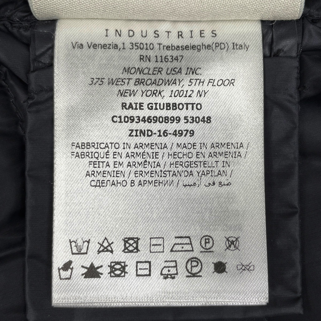 モンクレール Raie ショートダウンジャケット ライエ スリムフィット アウター ダウンジャケット ブラック レディース 【中古】brapp
