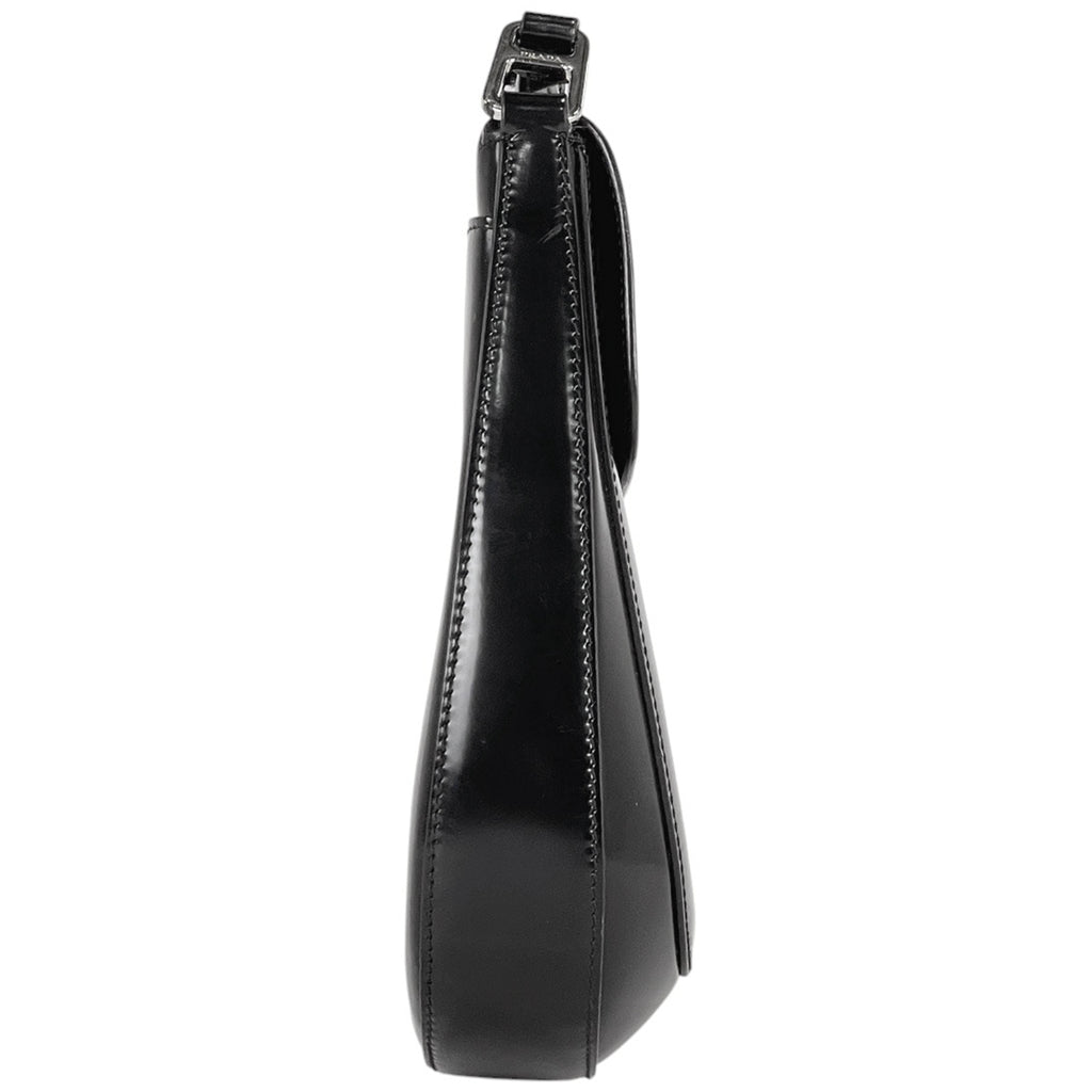 プラダ クレオ ショルダーバッグ 斜め掛け ロゴプレート ショルダーバッグ レザー ネロ(ブラック) 1BD316 レディース 【中古】brbag