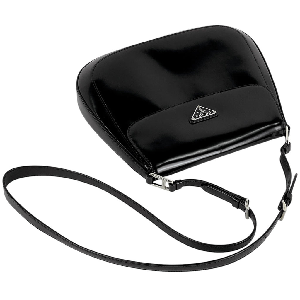 プラダ クレオ ショルダーバッグ 斜め掛け ロゴプレート ショルダーバッグ レザー ネロ(ブラック) 1BD316 レディース 【中古】brbag