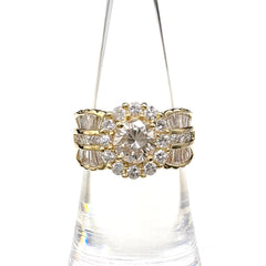 メレダイヤ デザインリング YG イエローゴールド 指輪 リング 11号 K18 ダイヤモンド レディース ノンブランドジュエリー 【中古】nbjwl