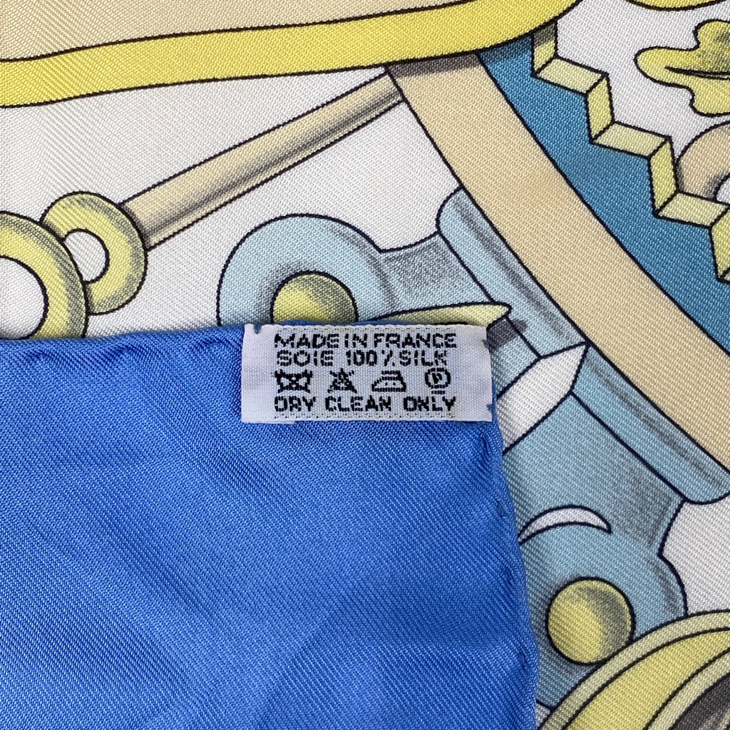 エルメス カレ 90 L'AIR MARIN 海風 船 貝殻 スカーフ シルク ブルー マルチカラー レディース 【中古】brbag