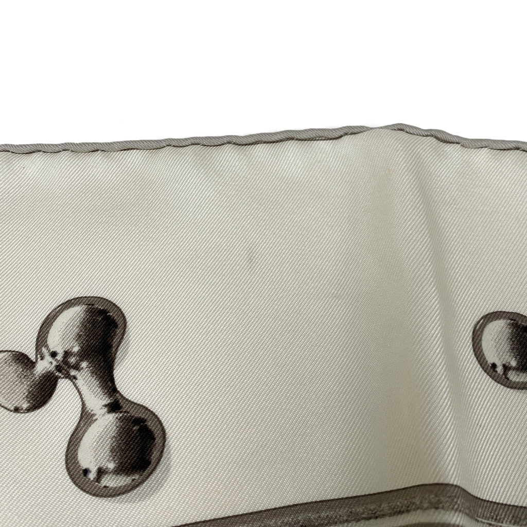 エルメス カレ 90 VIF ARGENT 銀の雫 Hロゴ 馬 スカーフ シルク ホワイト レディース 【中古】brbag