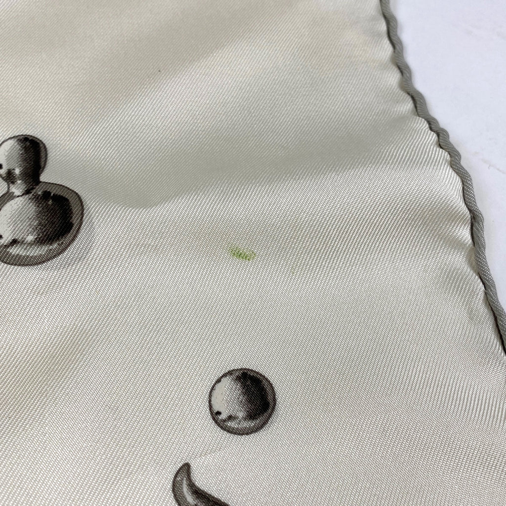 エルメス カレ 90 VIF ARGENT 銀の雫 Hロゴ 馬 スカーフ シルク ホワイト レディース 【中古】brbag