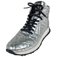 フェンディ ズッカ柄 ハイカット スニーカー 靴 スニーカー レザー シルバー メンズ 【中古】brapp