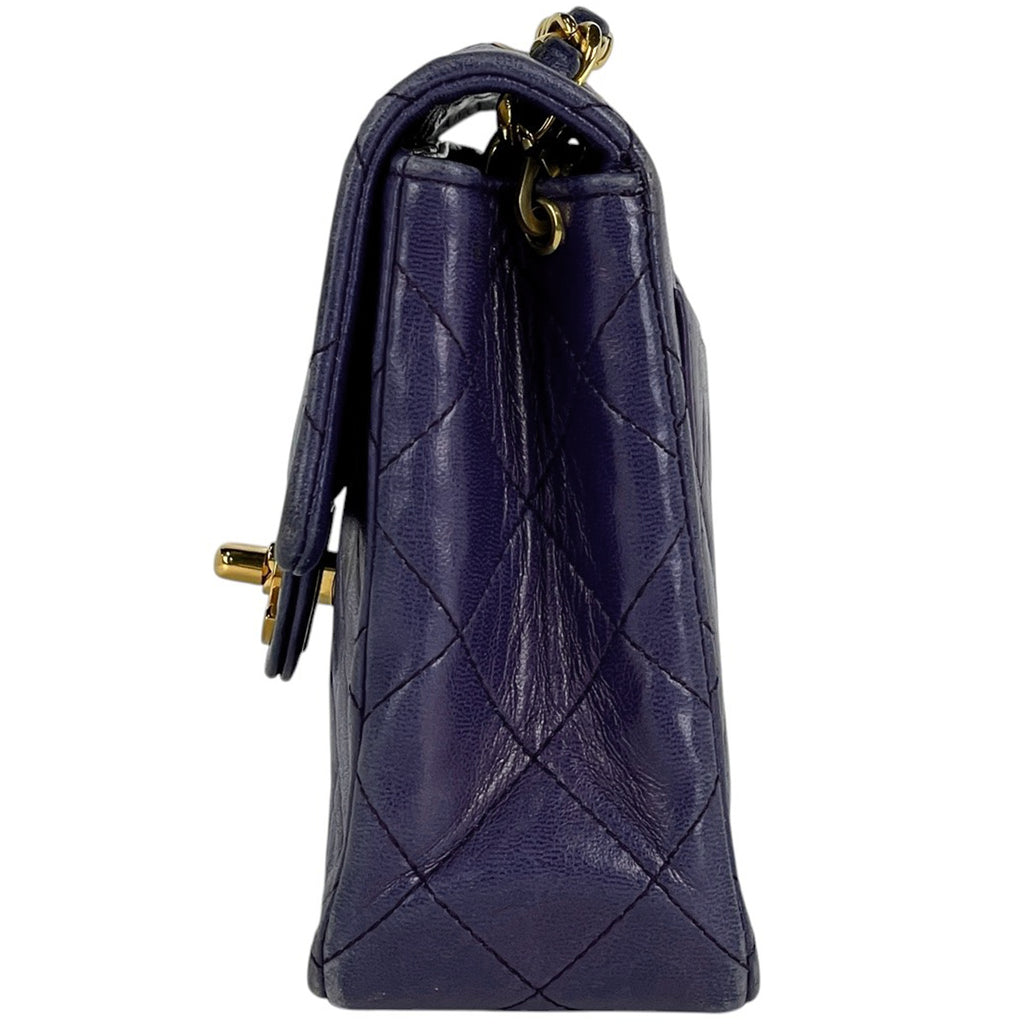 シャネル ミニ マトラッセ シングルフラップ チェーン ショルダーバッグ ココマーク ショルダーバッグ レザー パープル レディース 【中古】brbag