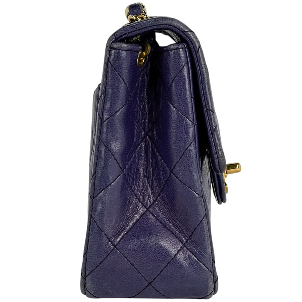 シャネル ミニ マトラッセ シングルフラップ チェーン ショルダーバッグ ココマーク ショルダーバッグ レザー パープル レディース 【中古】brbag