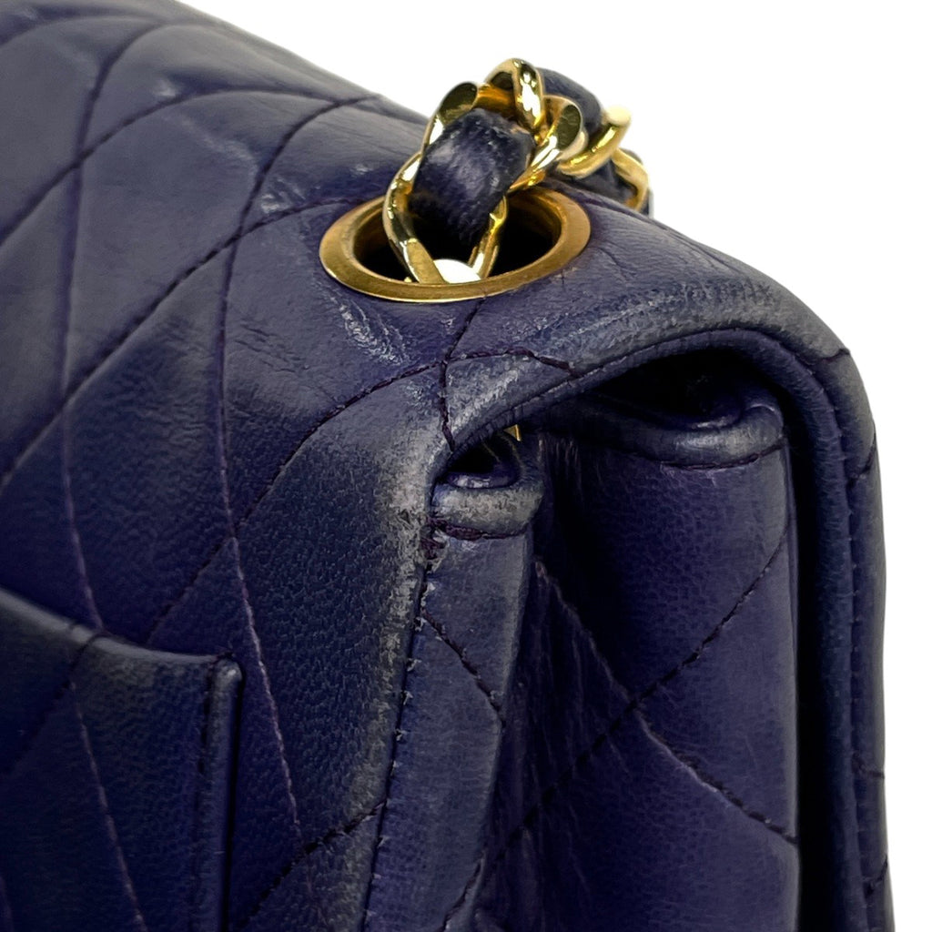 シャネル ミニ マトラッセ シングルフラップ チェーン ショルダーバッグ ココマーク ショルダーバッグ レザー パープル レディース 【中古】brbag