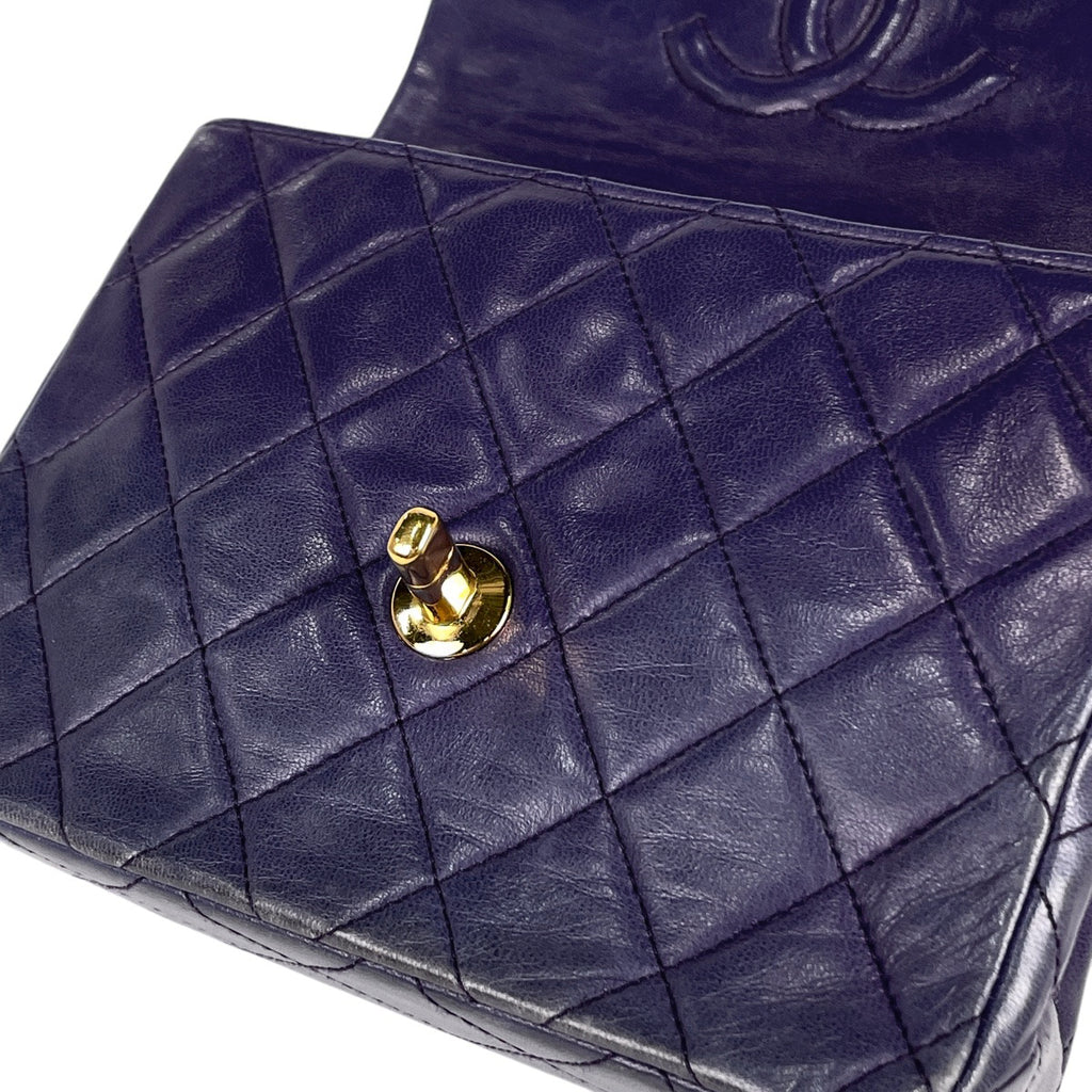 シャネル ミニ マトラッセ シングルフラップ チェーン ショルダーバッグ ココマーク ショルダーバッグ レザー パープル レディース 【中古】brbag