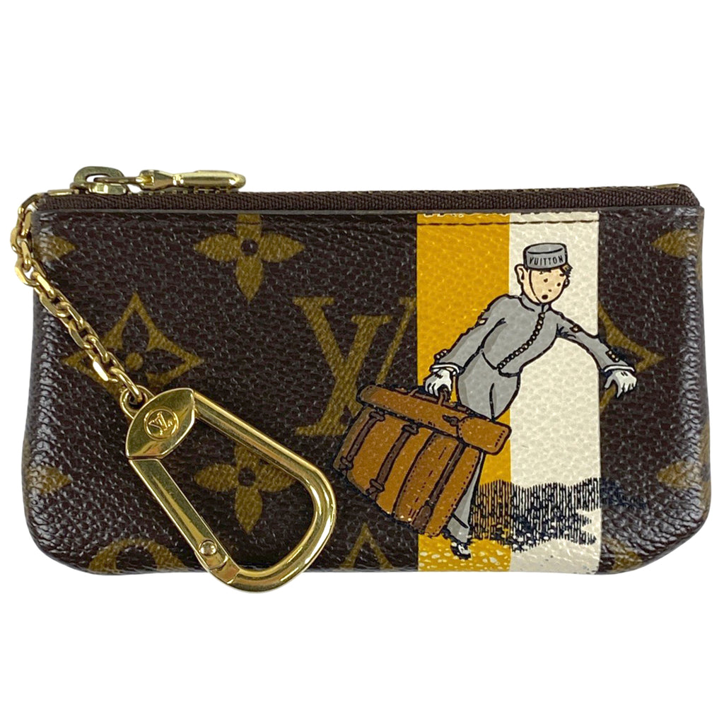 ルイ・ヴィトン ポシェット クレ 鍵入れ キーリング コインパース コインケース モノグラムグルーム ブラウン ジョーヌ M60033 レディース 【中古】brbag