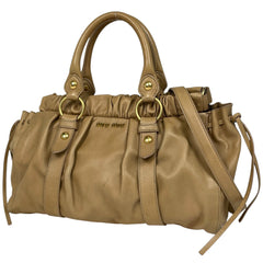 ミュウ ミュウ ロゴ ハンドバッグ 2WAY ショルダーバッグ ハンドバッグ レザー ゴールド レディース ブランドバッグ・小物 【中古】brbag