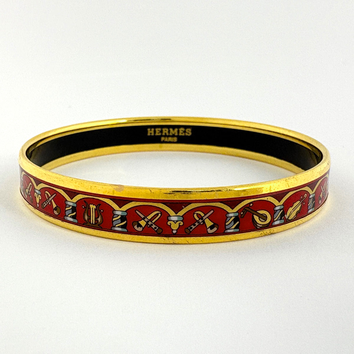 エルメス エマイユPM 腕輪 七宝焼き バングル GP ゴールド レッド