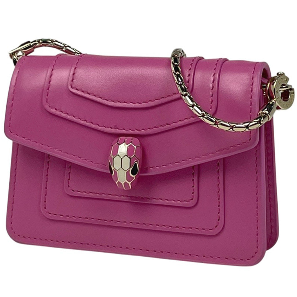 ブルガリ セルペンティ フォーエバー マイクロバッグ ミニ スネーク ハンドバッグ レザー ピンク レディース ブランドバッグ・小物 【中古】brbag