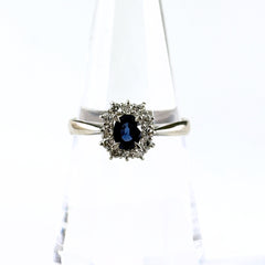 サファイア デザインリング プラチナ メレダイヤ 指輪 リング 13.5号 Pt900 サファイア ダイヤモンド レディース ノンブランドジュエリー 【中古】nbjwl