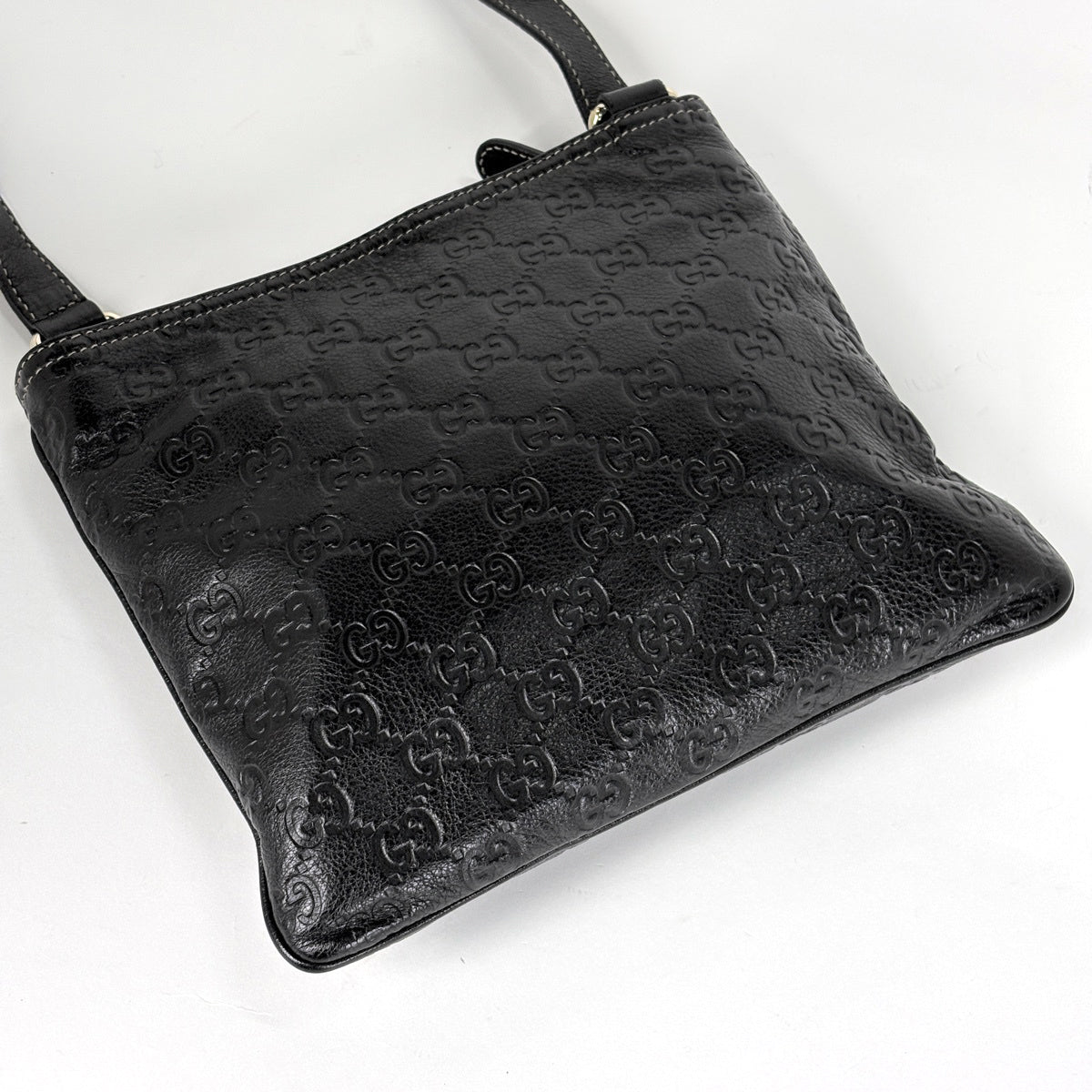 美品 グッチ ショルダーバッグ GG シマレザー 斜め掛け レディース ブラック グッチ グッチシマ ショルダーバッグ 斜め掛け ショルダーバッグ