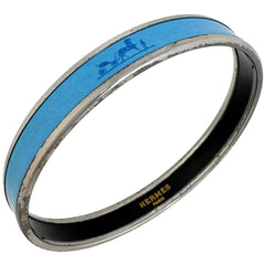 エルメス エマイユ PM 腕輪 七宝焼き バングル シルバーメッキ ブルー レディース ブランドアクセサリー 【中古】bracc