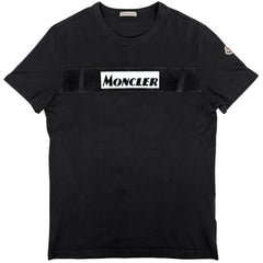 モンクレール ロゴ 半袖 Tシャツ クルーネック トップス 半袖Ｔシャツ 綿 ブラック メンズ 【中古】brapp