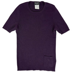 シャネル ココマーク デザイン ニット 半袖 ポケット CCマーク トップス ニット カシミヤ 絹 パープル レディース 【中古】brapp