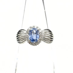 サファイア デザインリング プラチナ 指輪 メレダイヤ リング 10号 Pt900 サファイア ダイヤモンド レディース ノンブランドジュエリー 【中古】nbjwl